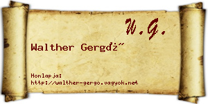Walther Gergő névjegykártya